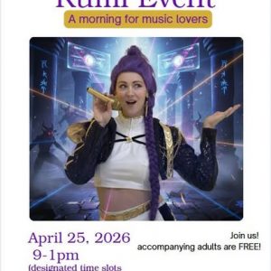 Meet K-Pop's Rumi at this character meet and greet at The Playroom in Harford County, MD on April 25, 2026